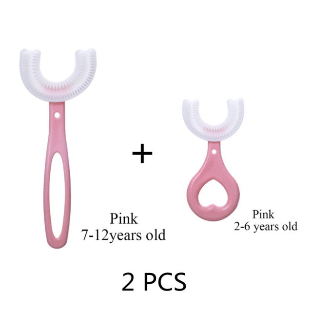 2 escovas infantil 360 graus infantil 2 a 6 anos e 6 a12 anos (kit 2 peças)
