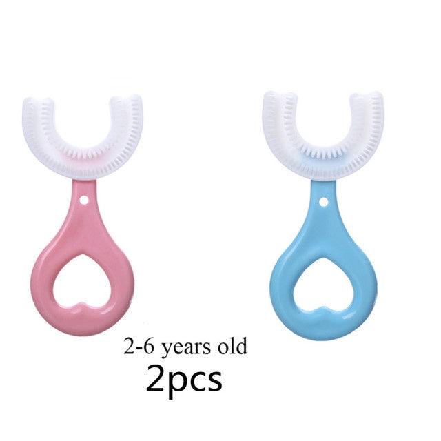 2 escovas infantil 360 graus infantil 2 a 6 anos e 6 a12 anos (kit 2 peças)