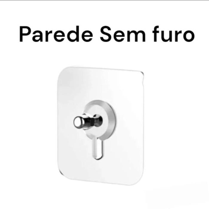 Gancho adesivo pendure sem furos com pino p/ parede 6cmx6cm kit com 2 und