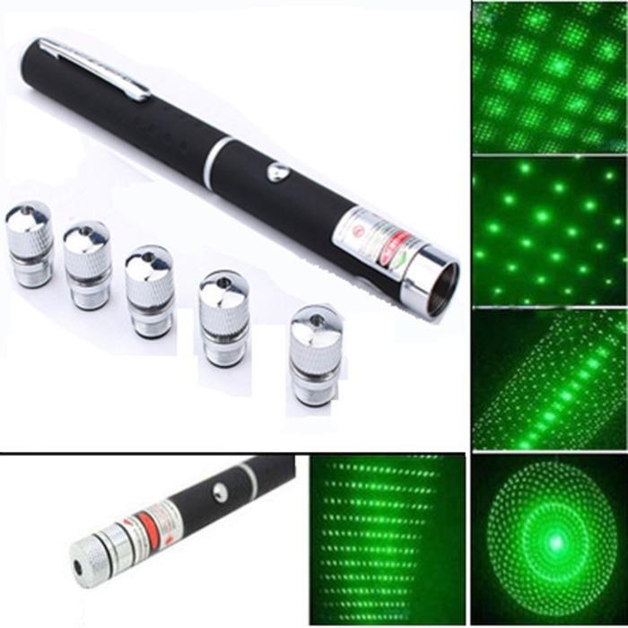 Caneta laser verde 5 pontas c/ efeitos para reuniões longo alcance