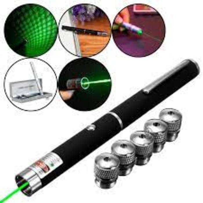 Caneta laser verde 5 pontas c/ efeitos para reuniões longo alcance