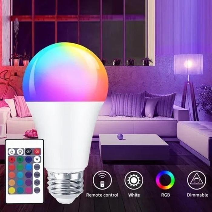 Lâmpada de led rgb 9w c/controle remoto