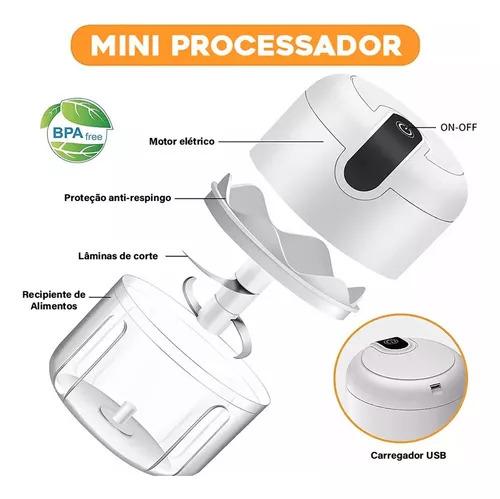 Processador mini processador elétrico recarregável triturador de alimentos alho sem fio