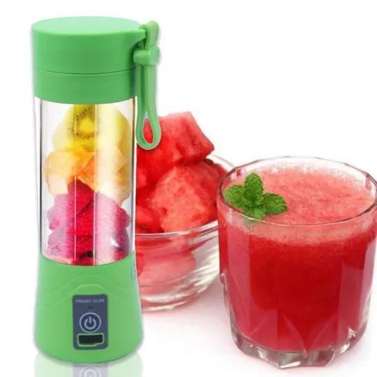 Mini liquidificador portátil 380ml 6 lâmina carrega usb acompanha cabo sucos whey shakes